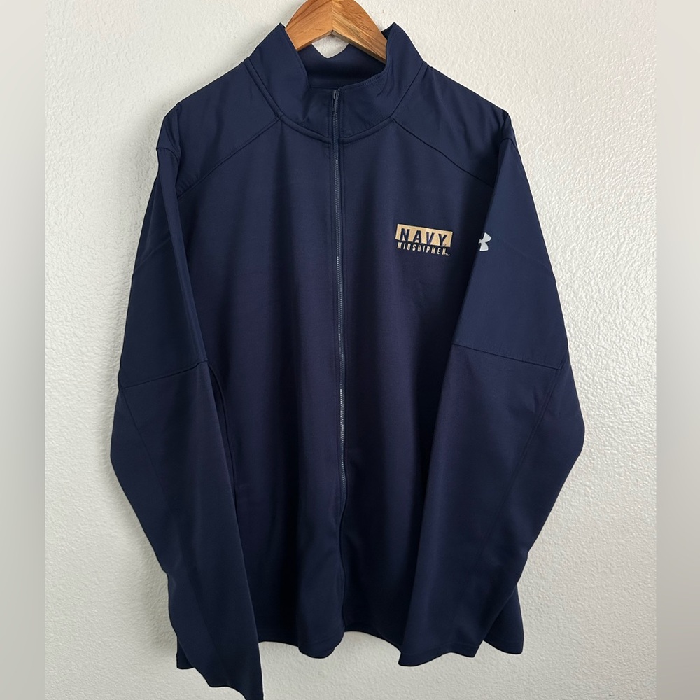 Navy Midshipmen Under Armour Football Athletic Zip Jacket USA NCAA Men Size 2XL